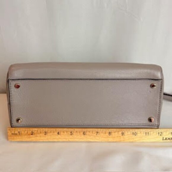 Kate Spade Atwood Pebbled Leather Dome Satchel Crossbody Taupe Gray Tassel Bag - Picture 10 of 15